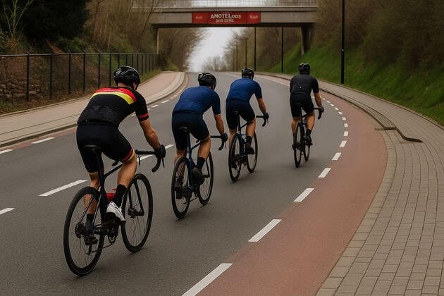 Wielrenners op de Cauberg tijdens een van de mooiste wielrenroutes in Nederland